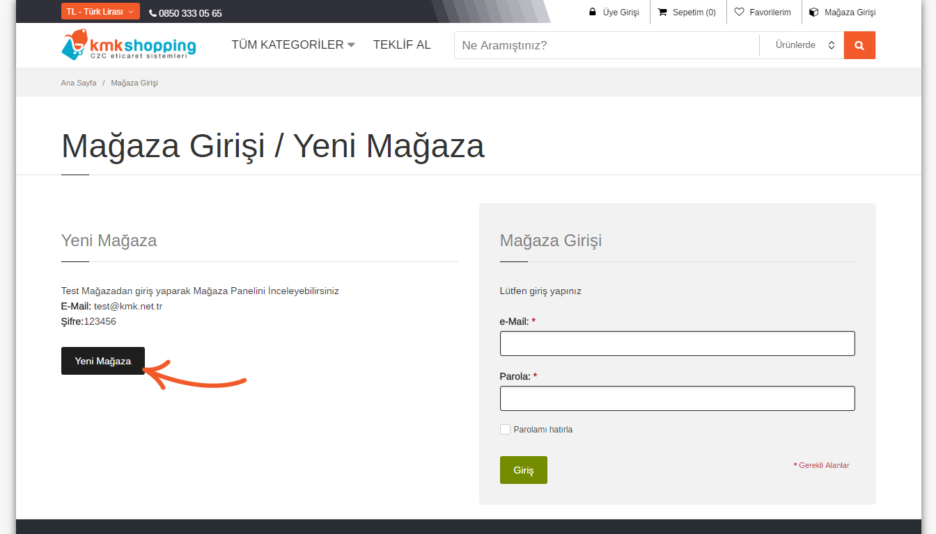 Yeni Mağaza Oluştur